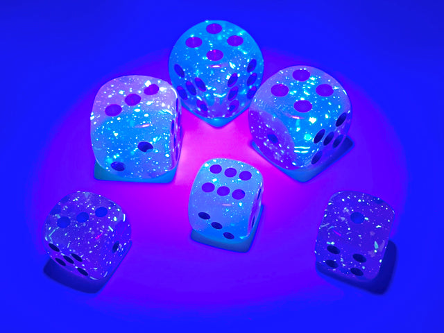 Gemini D6 Set of 36: Gel Green- Pink/Blue Luminary Dice Block