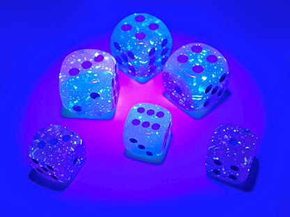 Gemini D6 Set of 36: Gel Green- Pink/Blue Luminary Dice Block