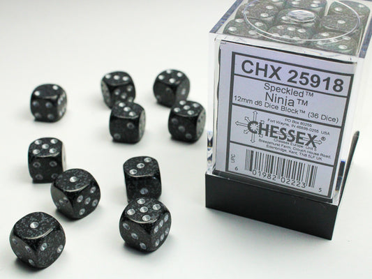 Speckled D6 Set of 36 : Ninja